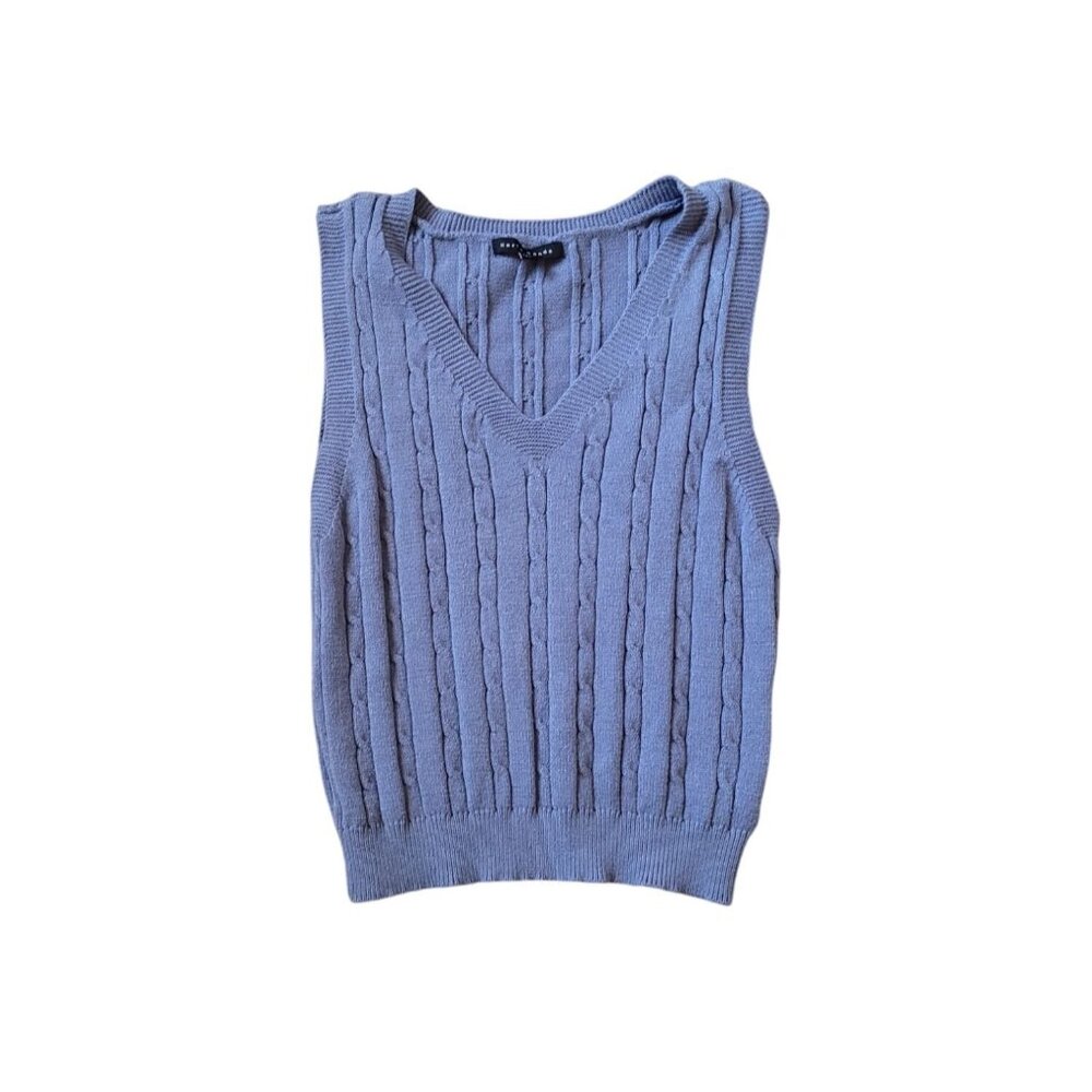 Haute Monde Womens Juniors Size M Blue Vest V Neck Preppy Old Money Academia